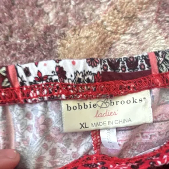 Bobbie Brooks Women's XL Ankle Leggings Pink Red Geometric Stretch 2-Pack - Picture 5 of 7